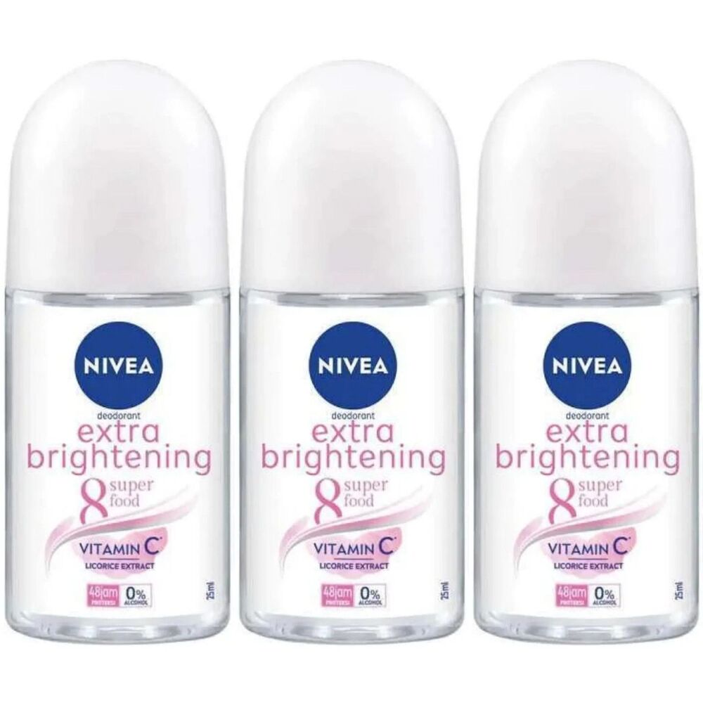 3-PACK Nivea Roll On Extra Brightening 25 ml